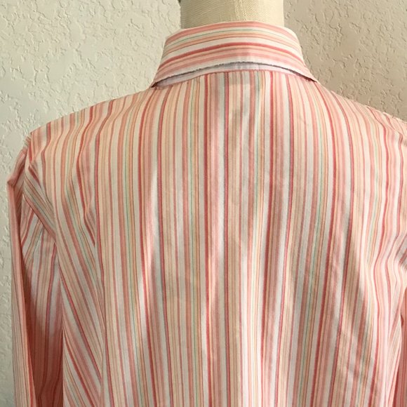 ALLISON DALEY Pink & Peach Striped Shirt - 16 - Picture 7 of 9